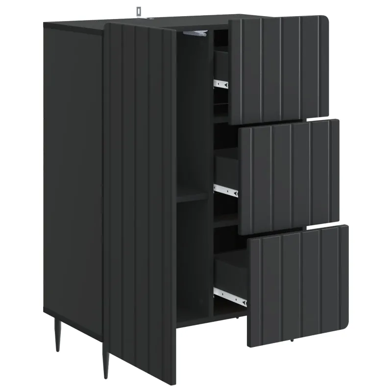 Kabalas su stalčių Juoda 66 x 34,5 x 91,5 cm Apdirbta mediena
