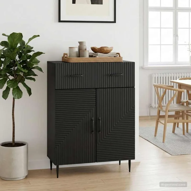 Kabalas su stalčių Juoda 66 x 34,5 x 89,5 cm Apdirbta mediena