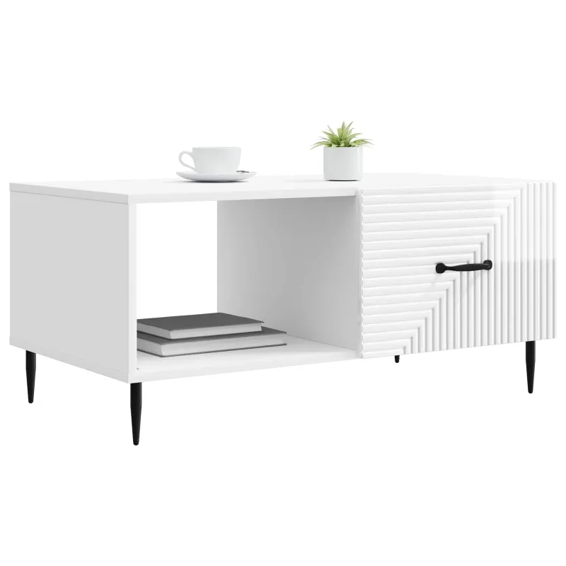 Kavos staliukas Itin blizgi balta 90 x 50 x 40 cm