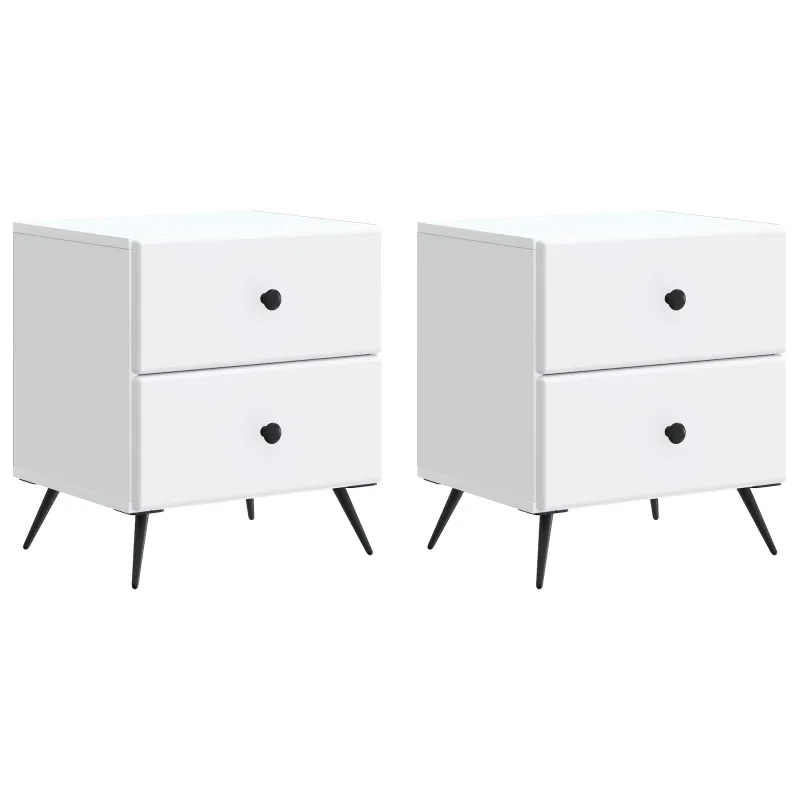 Šalia lovos spintelė su stalčių 2 pcs Balta 43 x 34,5 x 47,5 cm