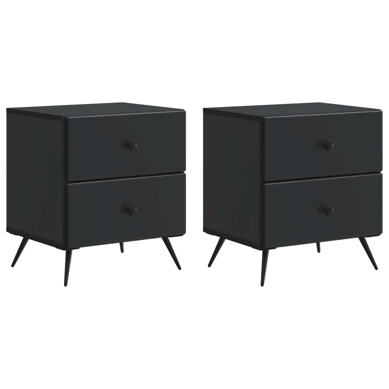Šalia lovos spintelė su stalčių 2 pcs Juoda 43 x 34,5 x 47,5 cm