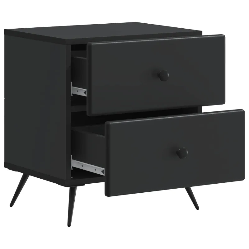 Šalia lovos spintelė su stalčių 2 pcs Juoda 43 x 34,5 x 47,5 cm