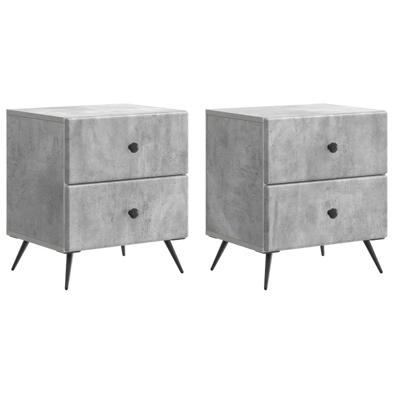 Šalia lovos spintelė 2 pcs Betono pilka 43 x 34,5 x 47,5 cm