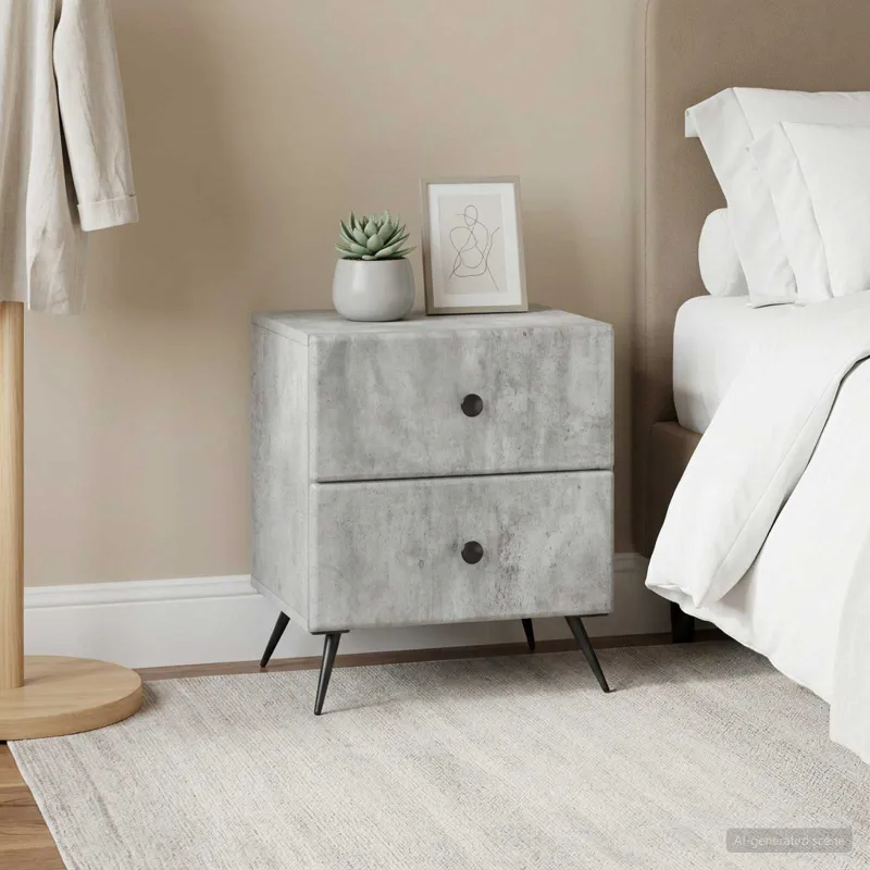 Šalia lovos spintelė 2 pcs Betono pilka 43 x 34,5 x 47,5 cm