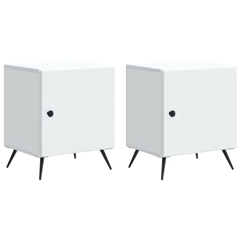 Šalia lovos spintelė 2 pcs Balta 43 x 34,5 x 50 cm