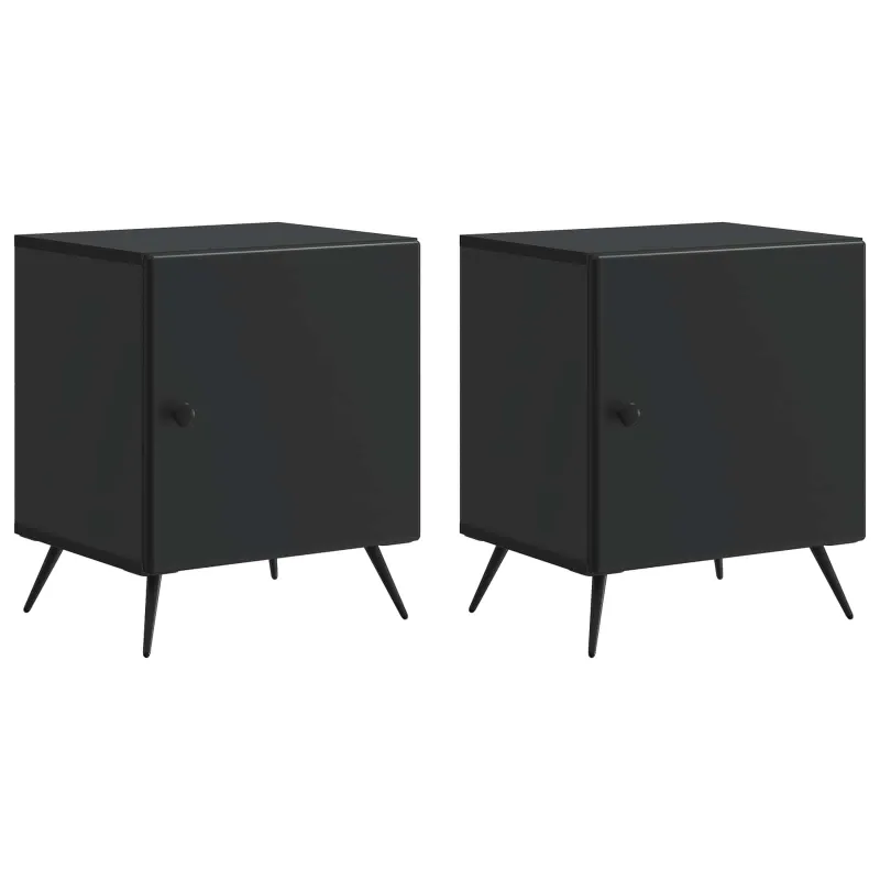 Šalia lovos spintelė 2 pcs Juoda 43 x 34,5 x 50 cm