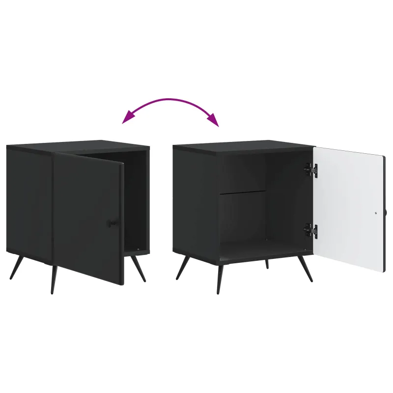 Šalia lovos spintelė 2 pcs Juoda 43 x 34,5 x 50 cm