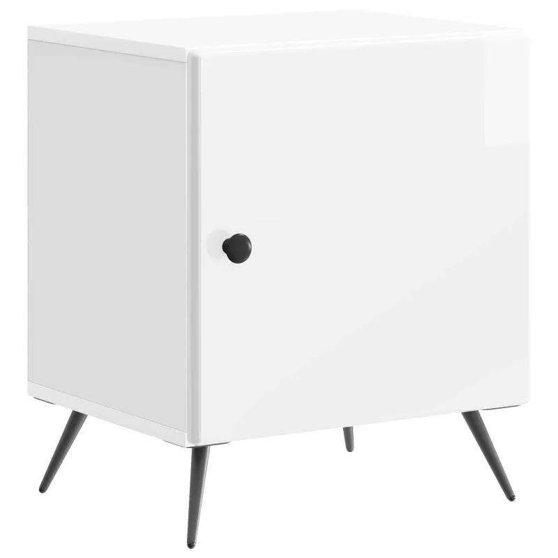 Šalia lovos spintelė 2 pcs Itin blizgi balta 43 x 34,5 x 50 cm
