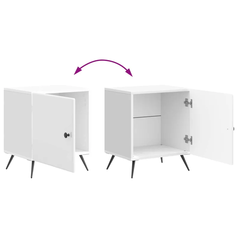 Šalia lovos spintelė 2 pcs Itin blizgi balta 43 x 34,5 x 50 cm