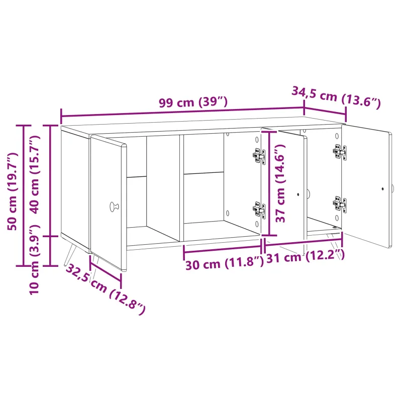 Televizoriaus spintelė Juoda 99 x 34,5 x 50 cm Apdirbta mediena