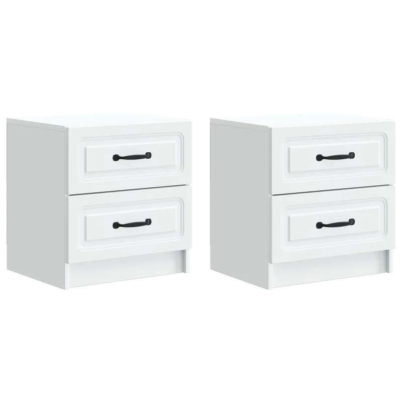 Šalia lovos spintelė su stalčių 2 pcs Balta 43 x 34,5 x 44,5 cm