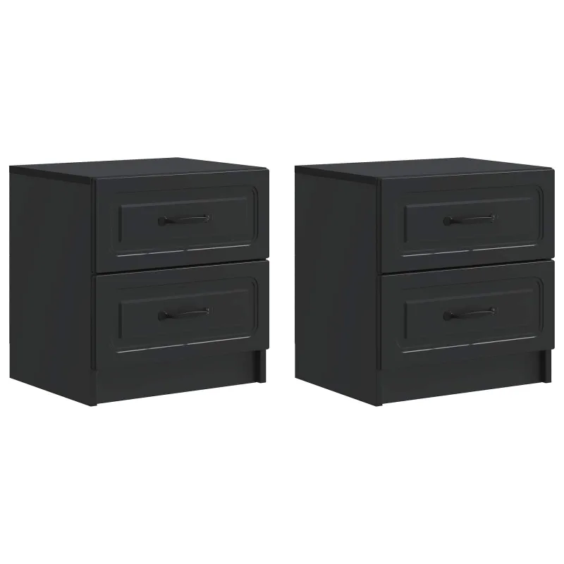 Šalia lovos spintelė su stalčių 2 pcs Juoda 43 x 34,5 x 44,5 cm