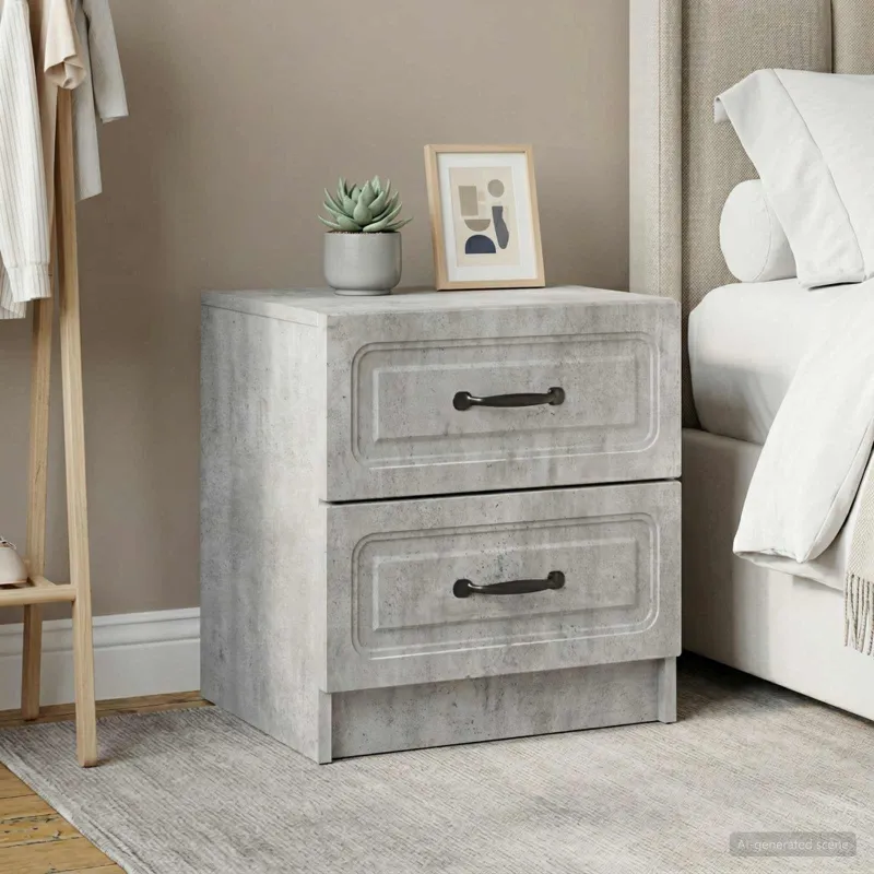 Šalia lovos spintelė 2 pcs Betono pilka 43 x 34,5 x 44,5 cm