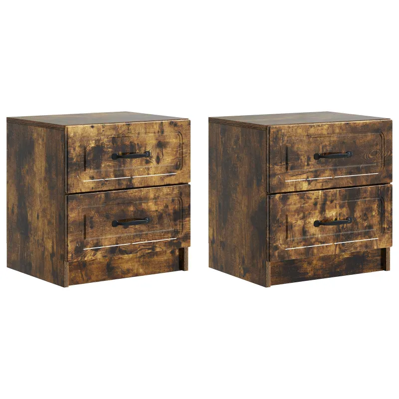 Šalia lovos spintelė 2 pcs Dūminio ąžuolo 43 x 34,5 x 44,5 cm