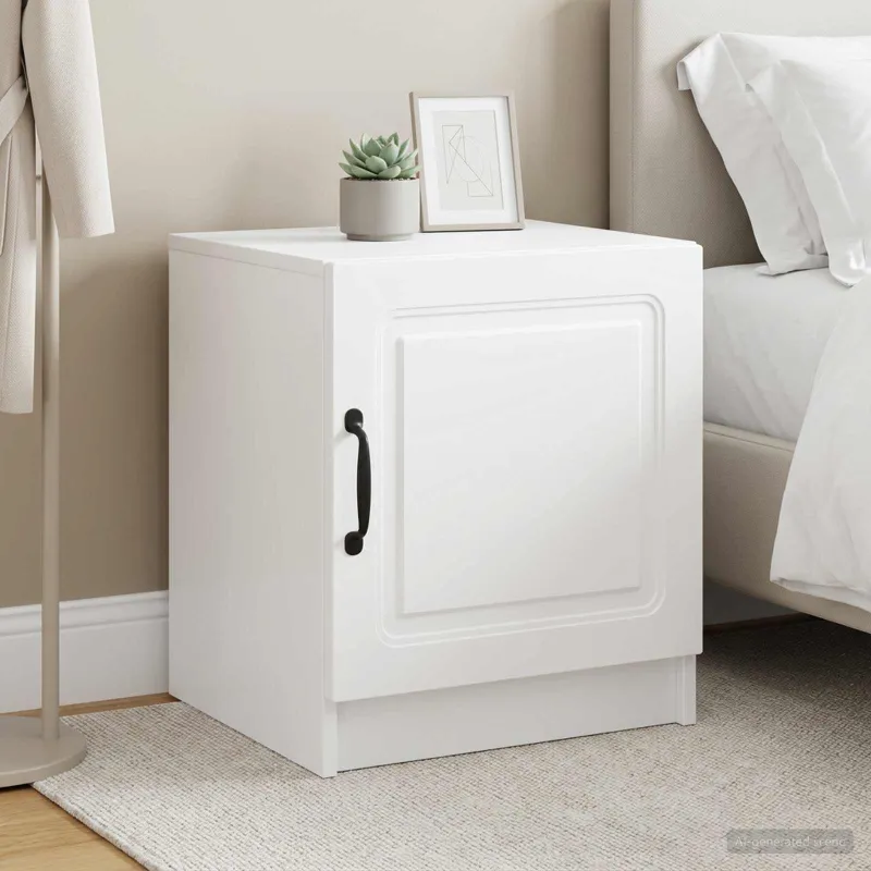 Šalia lovos spintelė 2 pcs Balta 43 x 34,5 x 47 cm
