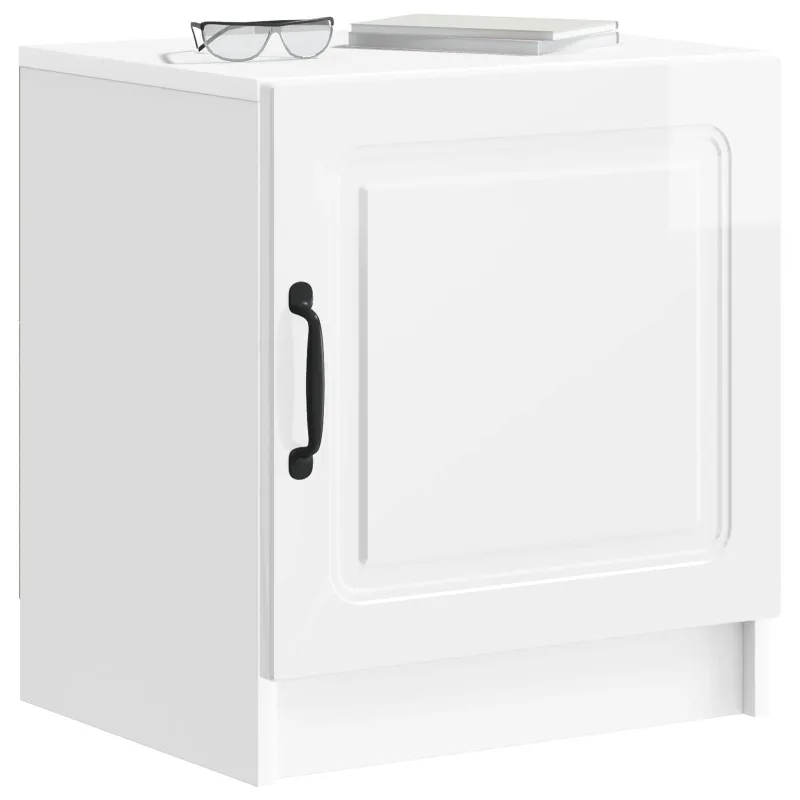 Šalia lovos spintelė 2 pcs Itin blizgi balta 43 x 34,5 x 47 cm