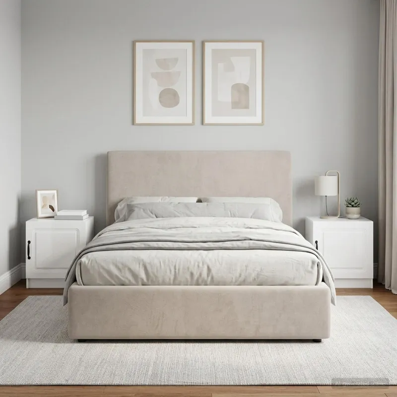 Šalia lovos spintelė 2 pcs Itin blizgi balta 43 x 34,5 x 47 cm