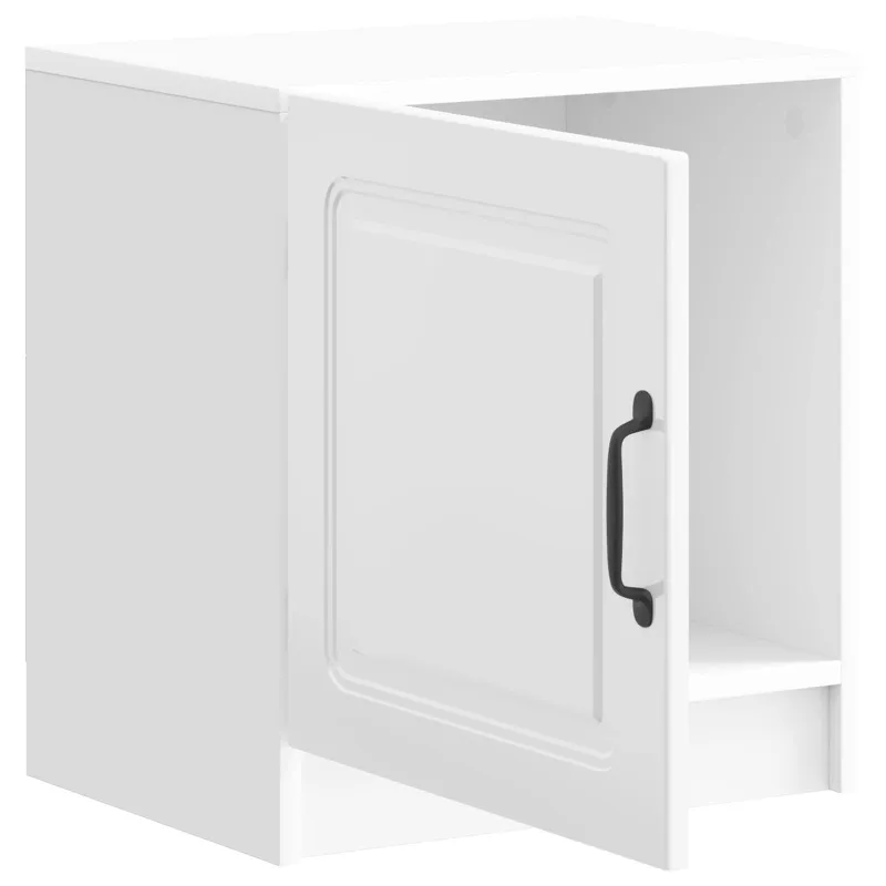Šalia lovos spintelė 2 pcs Itin blizgi balta 43 x 34,5 x 47 cm