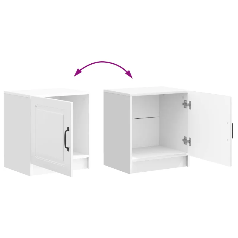 Šalia lovos spintelė 2 pcs Itin blizgi balta 43 x 34,5 x 47 cm
