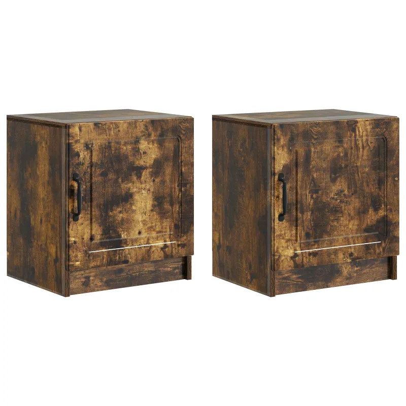 Šalia lovos spintelė 2 pcs Dūminio ąžuolo 43 x 34,5 x 47 cm