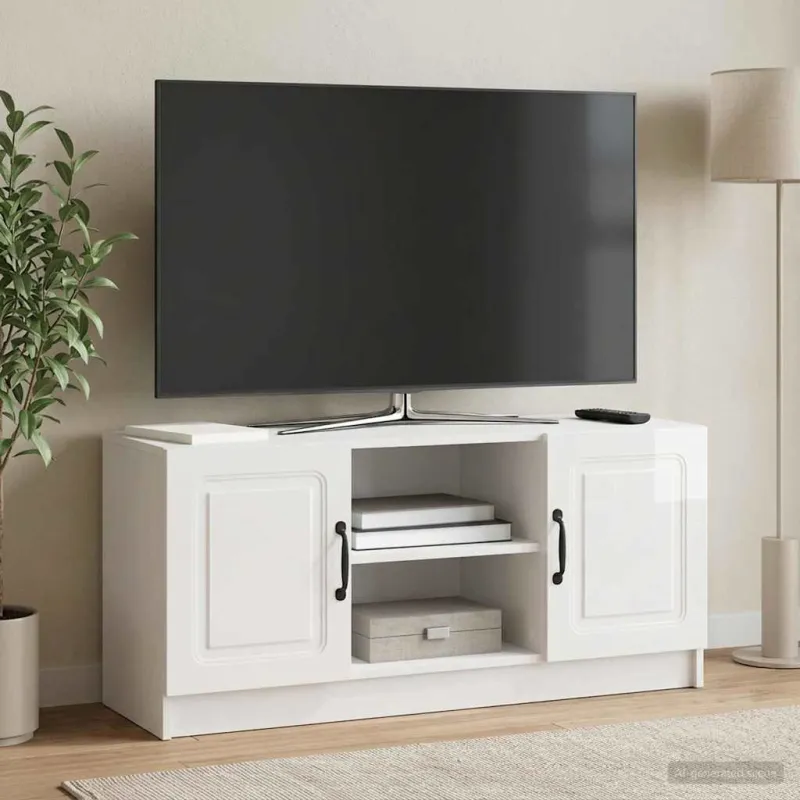 Televizoriaus spintelė Itin blizgi balta 102 x 34,5 x 47 cm