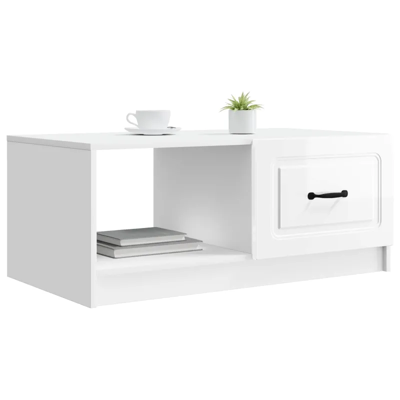 Kavos staliukas Itin blizgi balta 90 x 50 x 37 cm