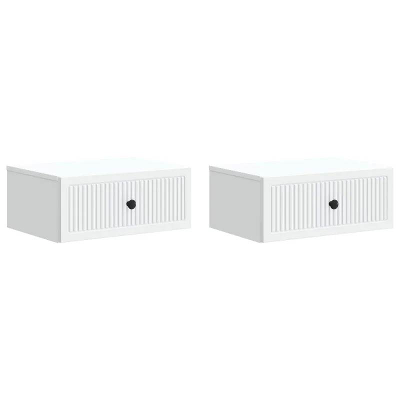 Šalia lovos spintelė su stalčių 2 pcs Balta 49 x 34,5 x 20 cm