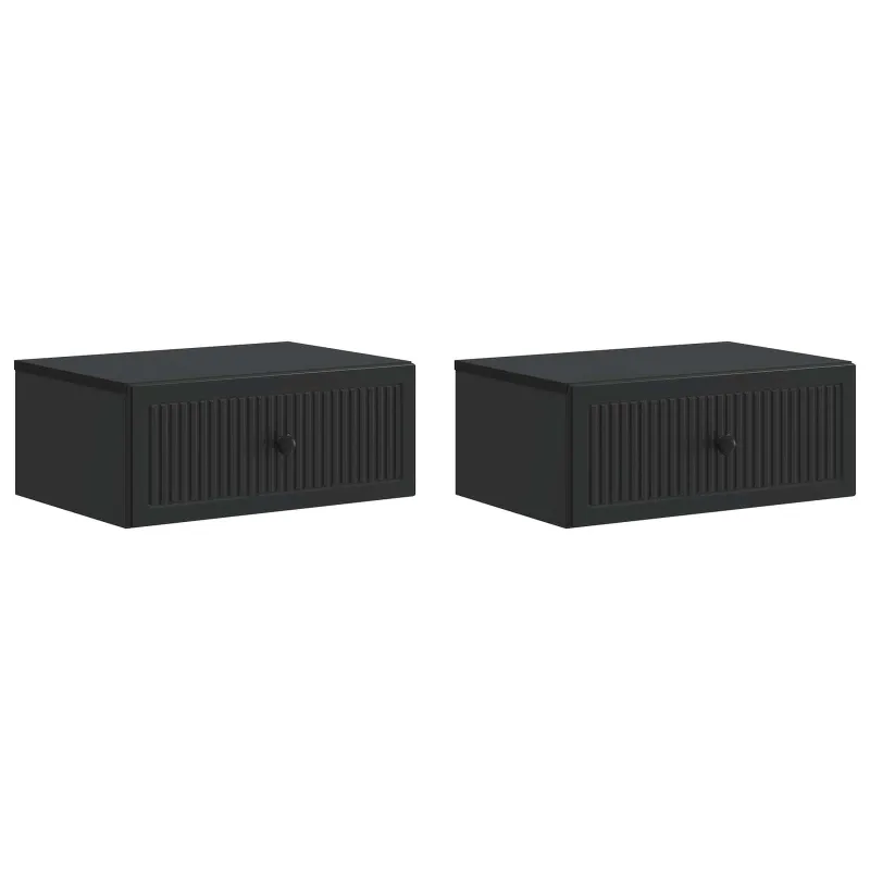 Šalia lovos spintelė su stalčių 2 pcs Juoda 49 x 34,5 x 20 cm