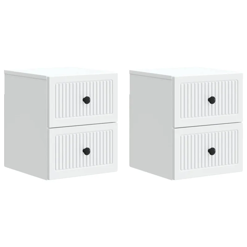 Sieninis naktinis staliukas 2 pcs Balta 33 x 34,5 x 40 cm