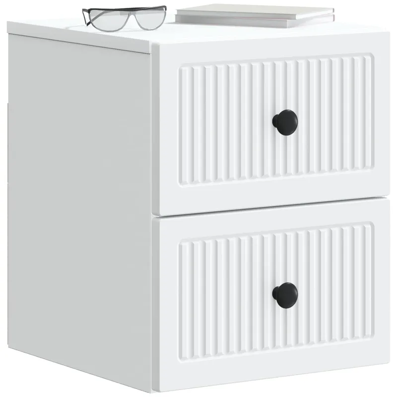 Sieninis naktinis staliukas 2 pcs Balta 33 x 34,5 x 40 cm