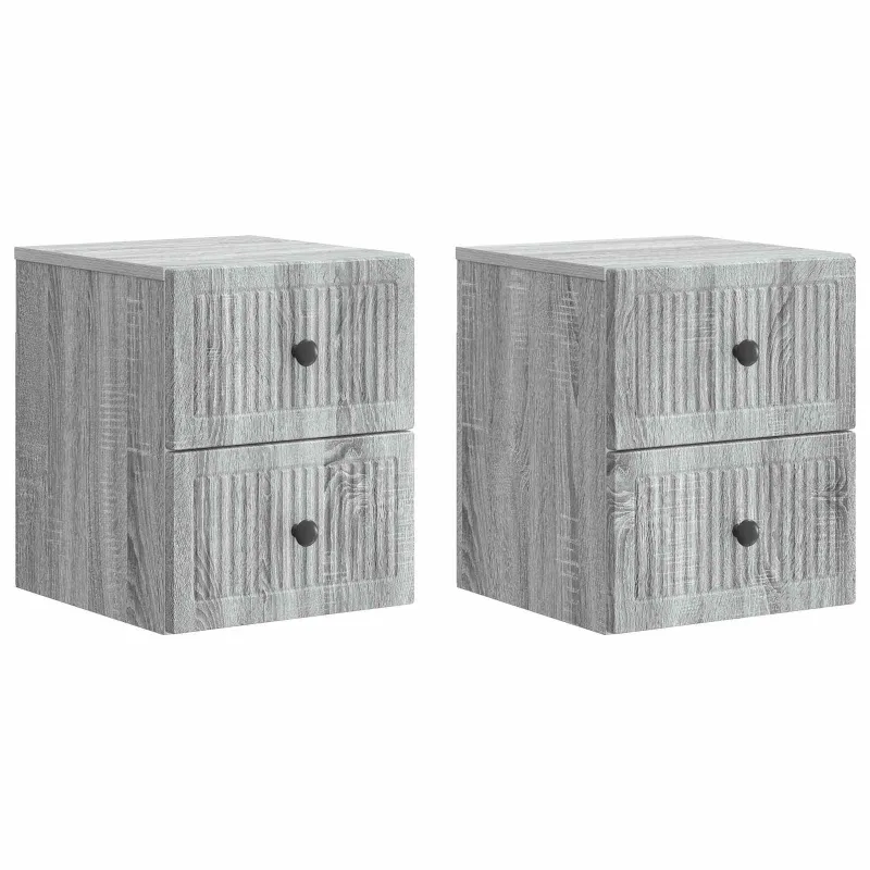 Sieninis naktinis staliukas 2 pcs Pilka sonoma ąžuolo