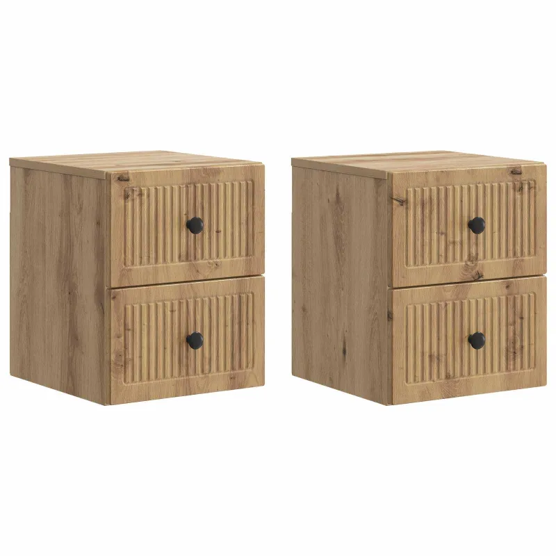 Sieninis naktinis staliukas su stalčių 2 pcs Artisano ąžuolo