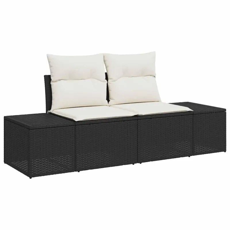 Sodo sohvaryhmä 6 osaa, musta ja kermainen, polyrottinki