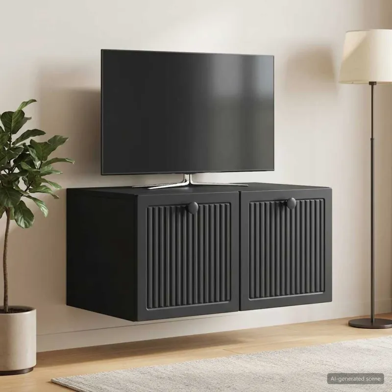 Sieninė TV spintelė Juoda 59,5 x 41 x 30 cm Apdirbta mediena
