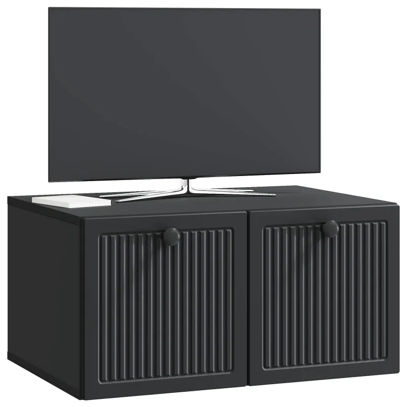 Sieninė TV spintelė Juoda 59,5 x 41 x 30 cm Apdirbta mediena