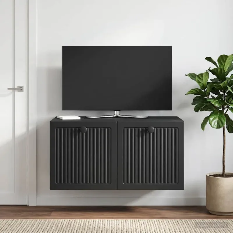 Sieninė TV spintelė Juoda 59,5 x 41 x 30 cm Apdirbta mediena