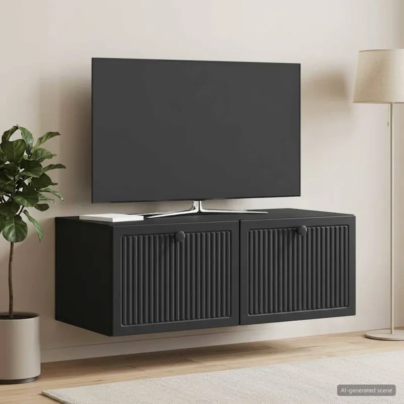 Sieninė TV spintelė Juoda 78,5 x 41 x 30 cm Apdirbta mediena
