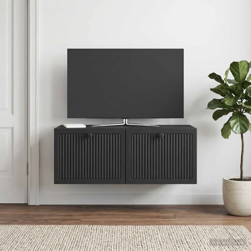 Sieninė TV spintelė Juoda 78,5 x 41 x 30 cm Apdirbta mediena
