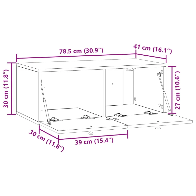Sieninė TV spintelė Betono pilka 78,5 x 41 x 30 cm