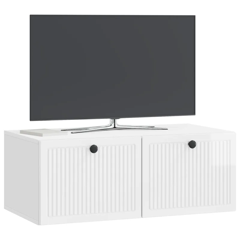 Sieninė TV spintelė Itin blizgi balta 78,5 x 41 x 30 cm