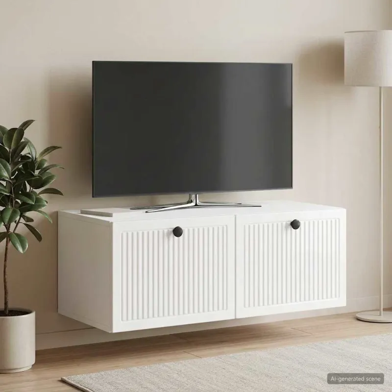 Sieninė TV spintelė Itin blizgi balta 78,5 x 41 x 30 cm