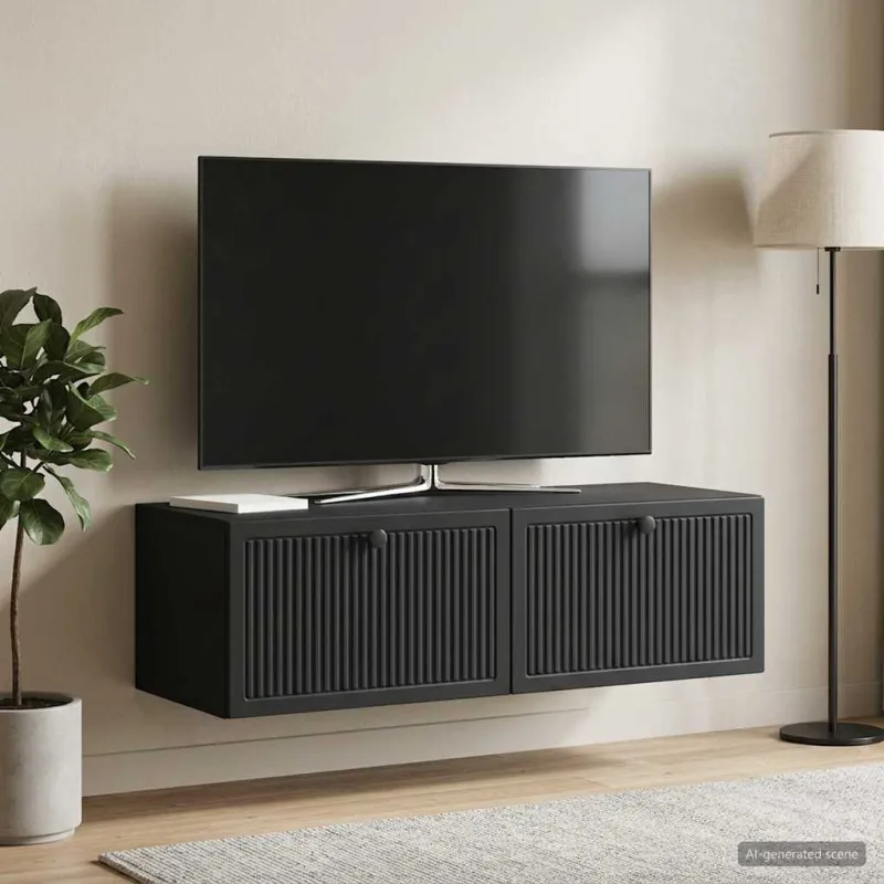 Sieninė TV spintelė Juoda 98 x 41 x 30 cm Apdirbta mediena