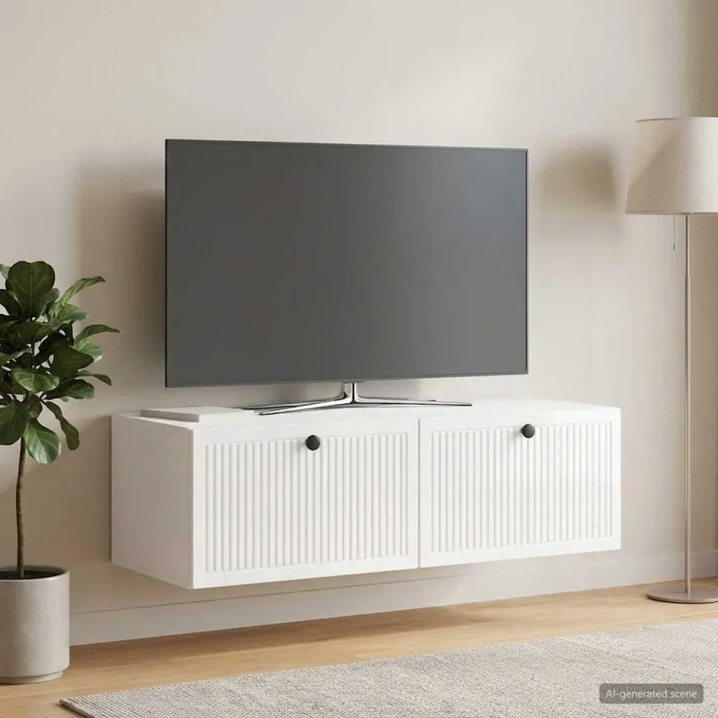 Sieninė TV spintelė Itin blizgi balta 98 x 41 x 30 cm