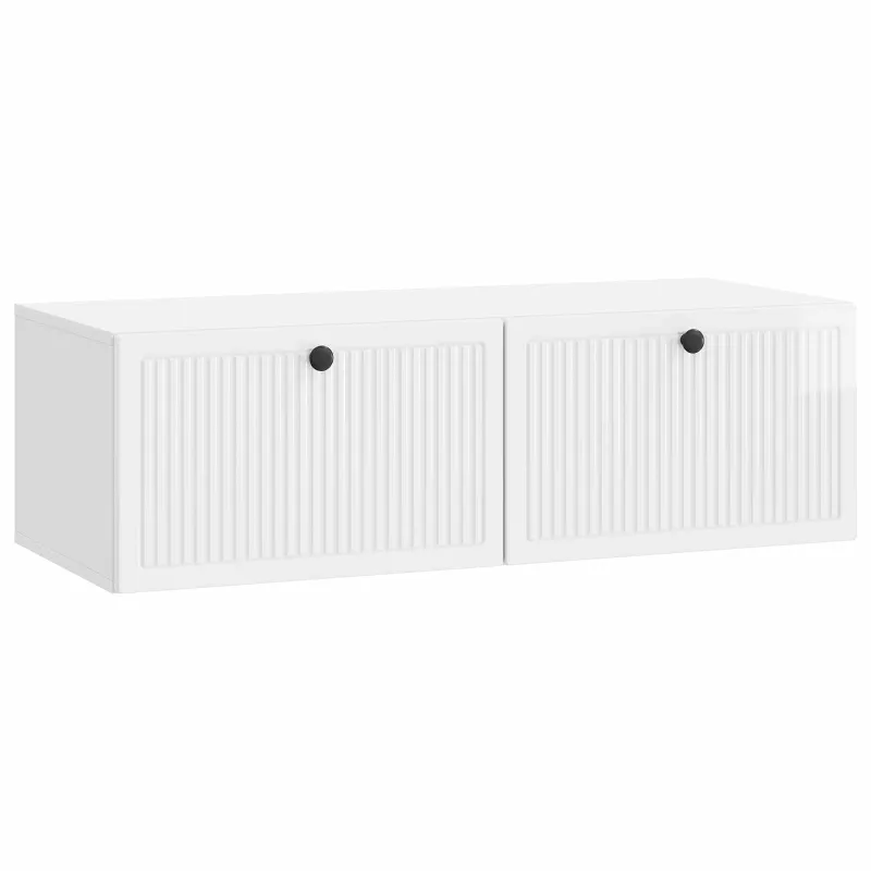 Sieninė TV spintelė Itin blizgi balta 98 x 41 x 30 cm