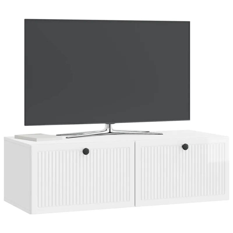 Sieninė TV spintelė Itin blizgi balta 98 x 41 x 30 cm