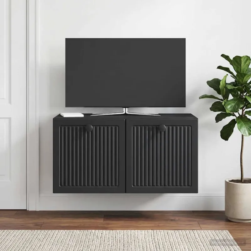 Sieninė TV spintelė Juoda 59,5 x 31 x 30 cm Apdirbta mediena