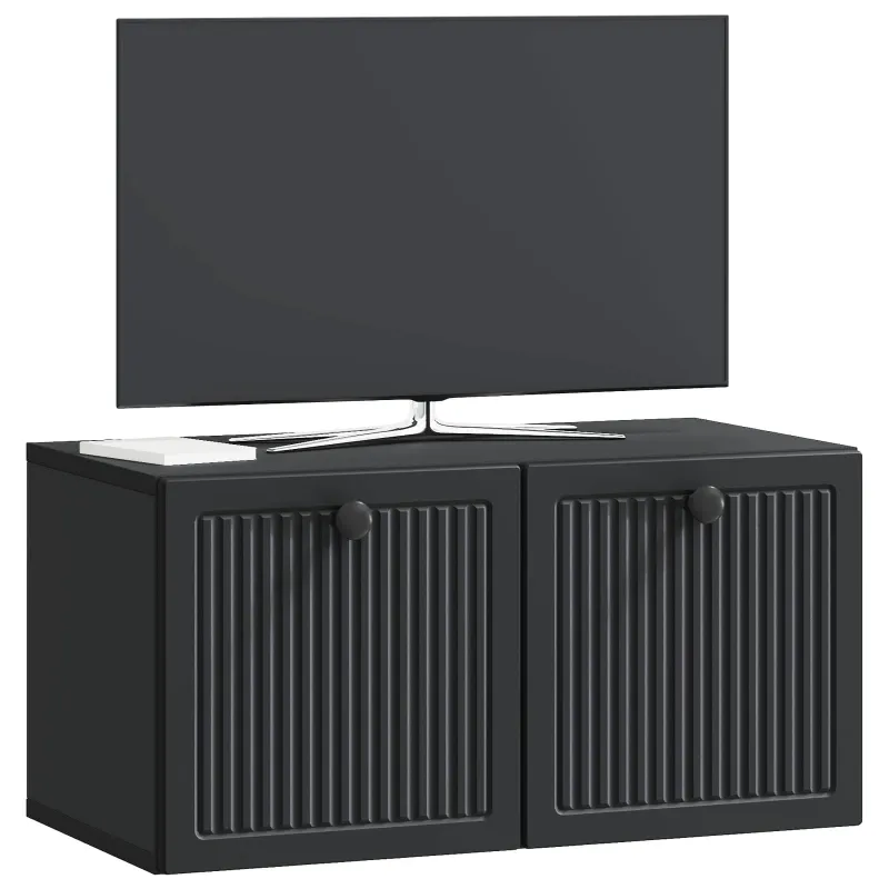 Sieninė TV spintelė Juoda 59,5 x 31 x 30 cm Apdirbta mediena
