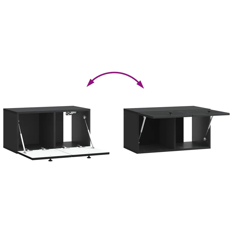 Sieninė TV spintelė Juoda 59,5 x 31 x 30 cm Apdirbta mediena