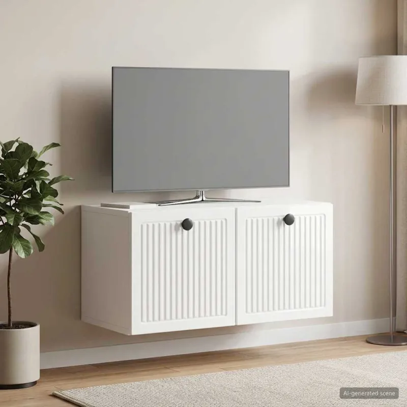 Sieninė TV spintelė Itin blizgi balta 59,5 x 31 x 30 cm