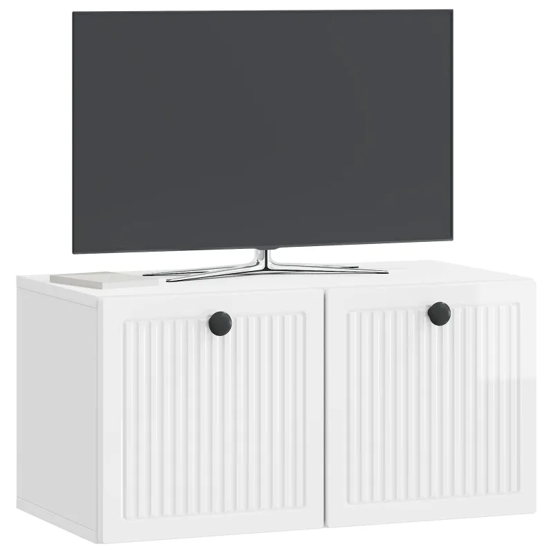 Sieninė TV spintelė Itin blizgi balta 59,5 x 31 x 30 cm